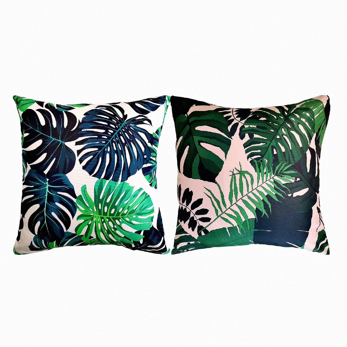 Tropical Jungle Palm Leaves Decorative Pillow Covers - Set of 2, 18x18" Throw Pillowcase for Sofa & Bedroom, Seamless Cushion Case for Home Decor