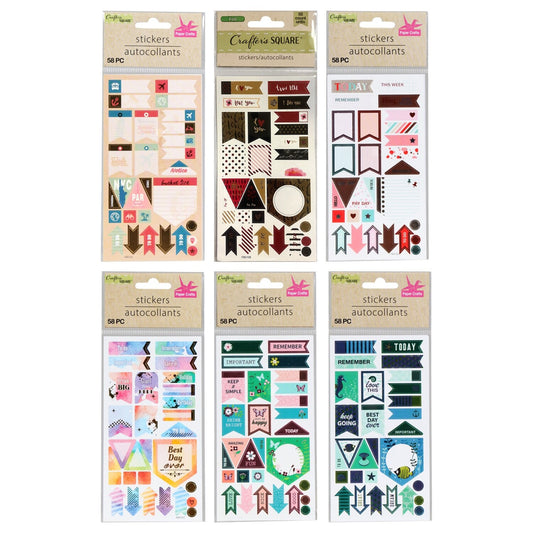 Crafter's Square Colored Foil Planner Stickers, 58-ct. Packs (Pack of 24)