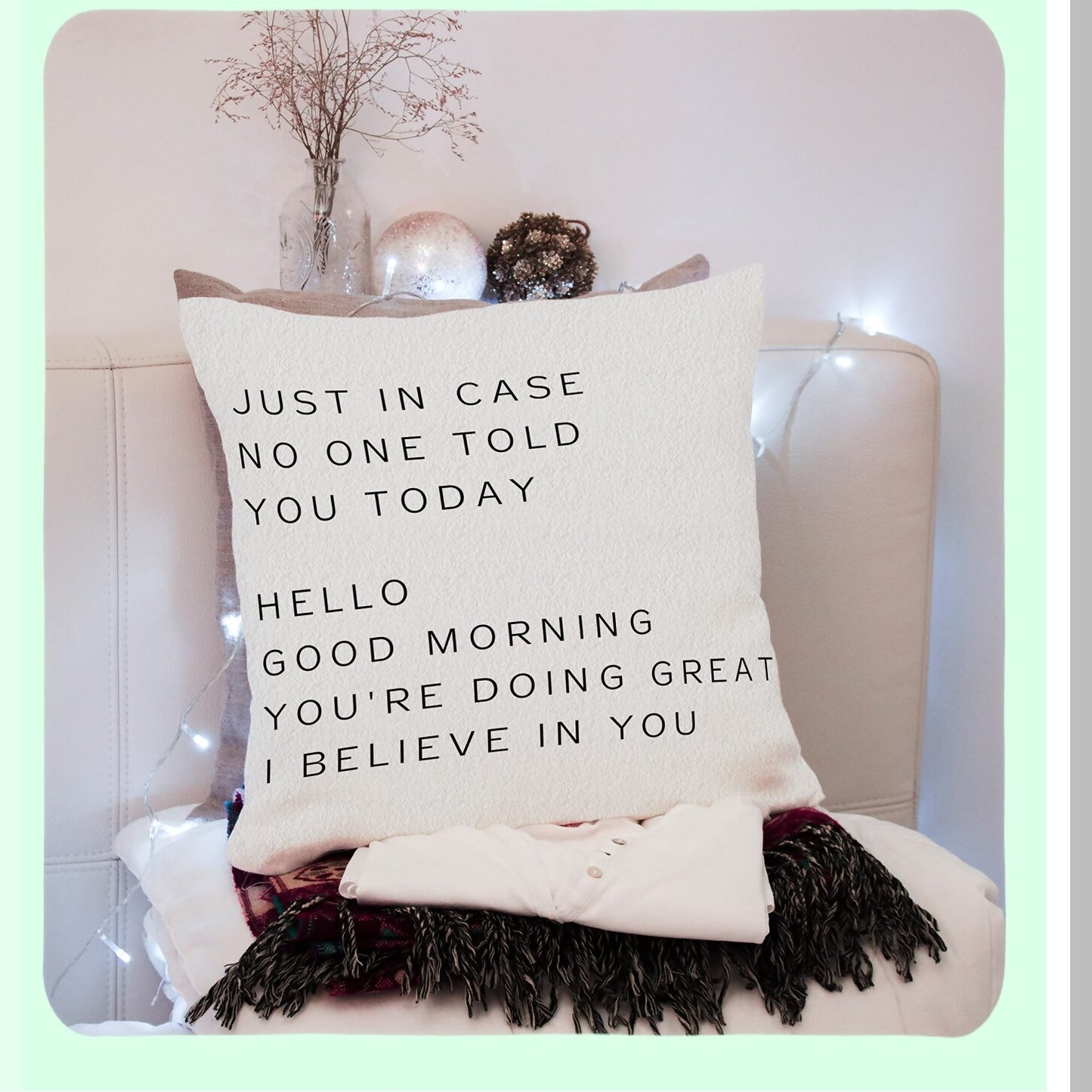 Motivational Message Pillow Covers - Encouraging Gifts for Women & Girls - Inspirational Decor for Bedroom - Positive Affirmation Cushion Cases - 18x18 Size - Just in Case Reminder