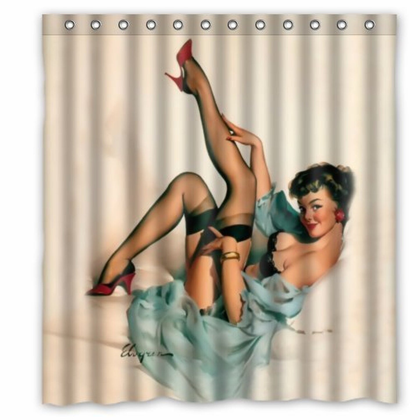 Vintage Pin Up Girls Shower Curtain 66x72 Waterproof Polyester