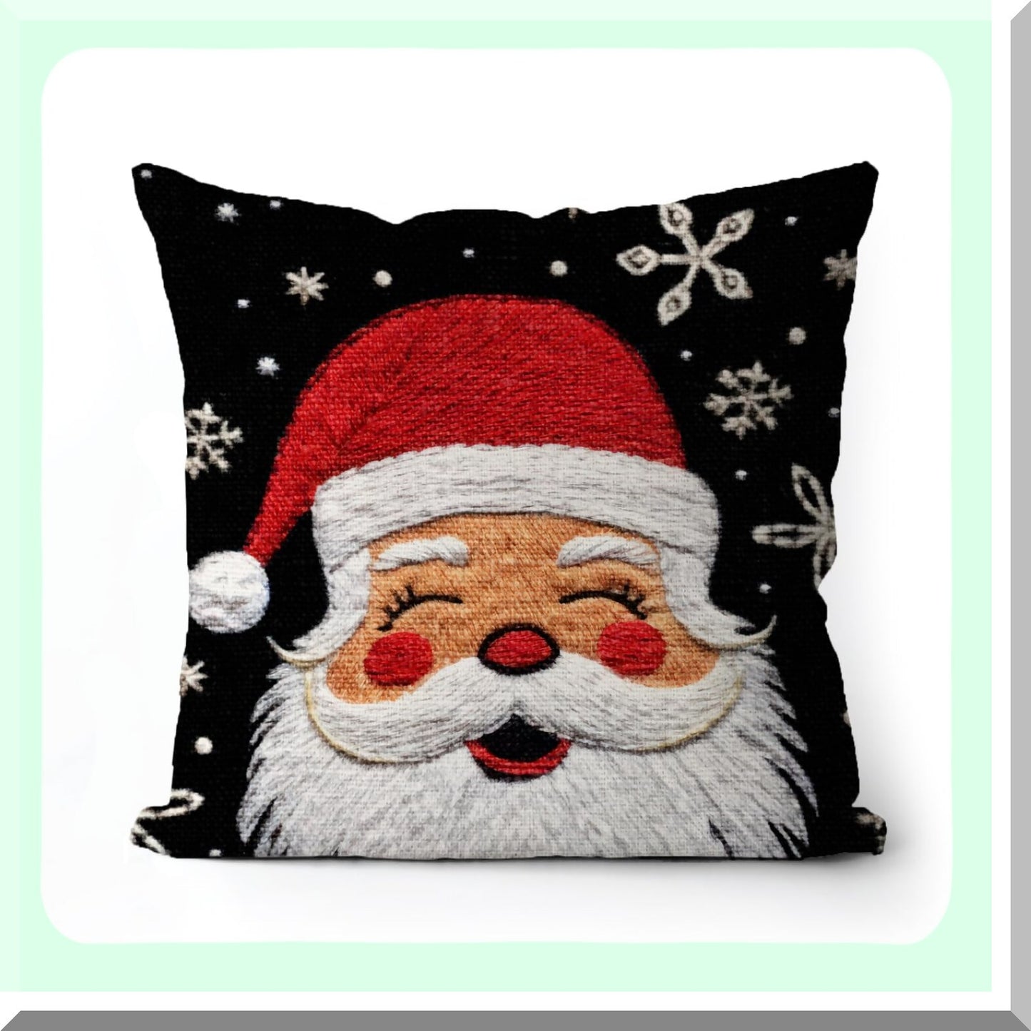Holiday Cheer Pillow Cover - Festive 18x18 Inch Throw Cushion for Bed, Chair, Sofa & Couch - Claus Decorations for Christmas Decor