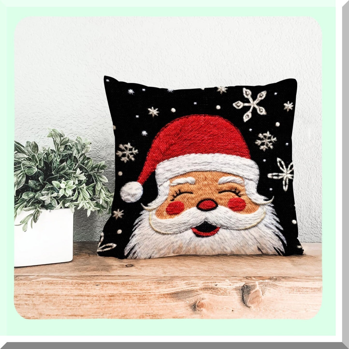 Holiday Cheer Pillow Cover - Festive 18x18 Inch Throw Cushion for Bed, Chair, Sofa & Couch - Claus Decorations for Christmas Decor