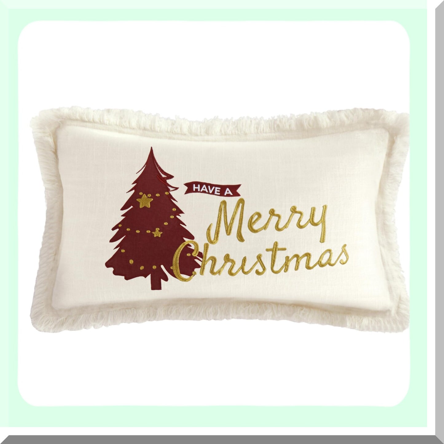 Holiday Farmhouse Linen Pillow Covers Set - Xmas Decorative Throw Cushion Cases for Sofa Couch - Merry 12x20 Inch Pack of 2