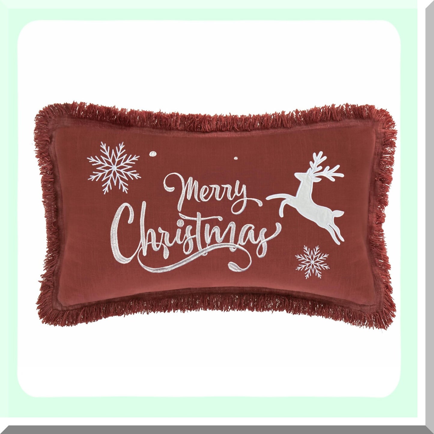 Holiday Farmhouse Linen Pillow Covers Set - Xmas Decorative Throw Cushion Cases for Sofa Couch - Merry 12x20 Inch Pack of 2