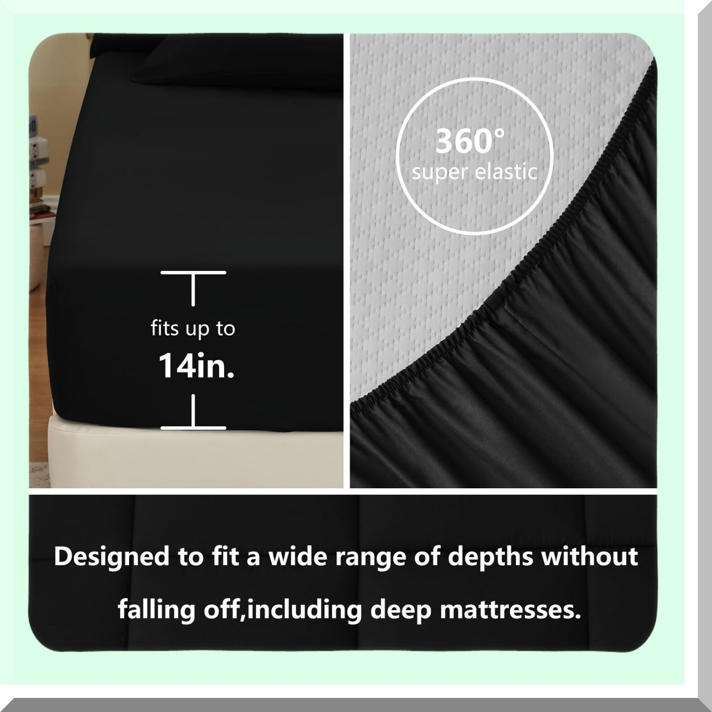 Black Diamond 7-Piece Bedding Set - Queen Size Comforter, Flat Sheet, Fitted Sheet, Pillowcases - All Season Quilted Comforter - Full Comforter Set