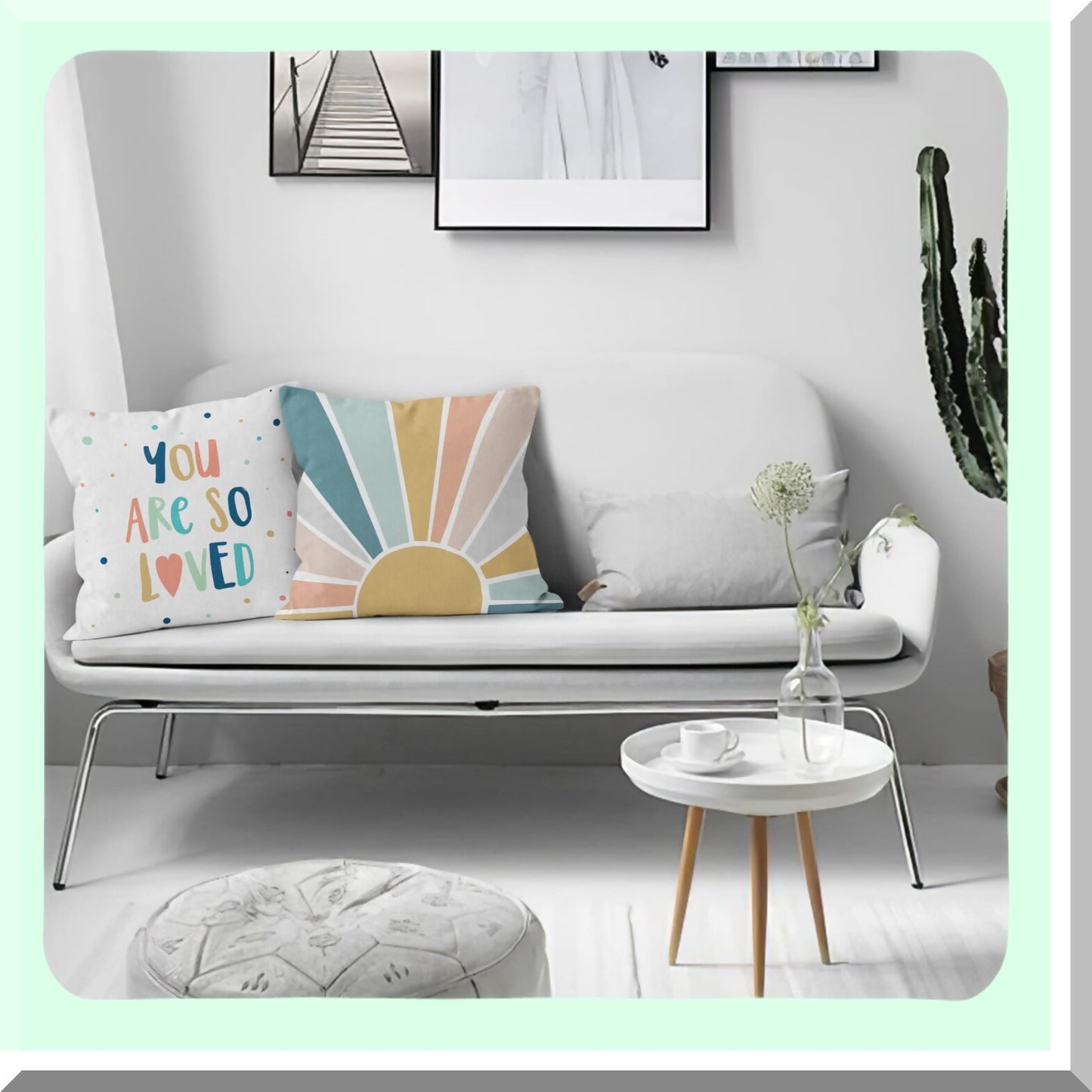 Sunshine Rainbow Boho Pillowcase Set - You are So Loved Decorative Throw Pillow Cover for Clroom Nursery Room Decor - 18 x 18 - Set of 4