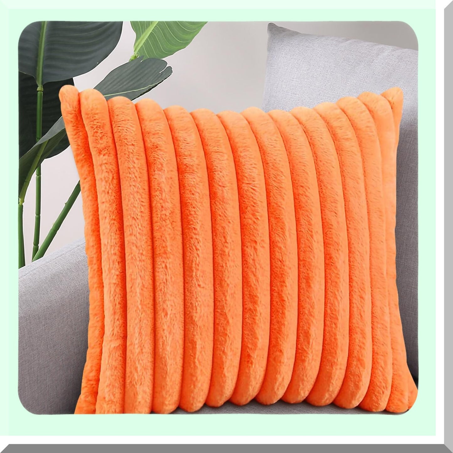 Luxury Velvet Rabbit Cushion Covers - Set of 2 Soft Decorative Throw Pillow Covers for Sofa Couch & Bedroom, 18x18 Inch, Orange Square Style