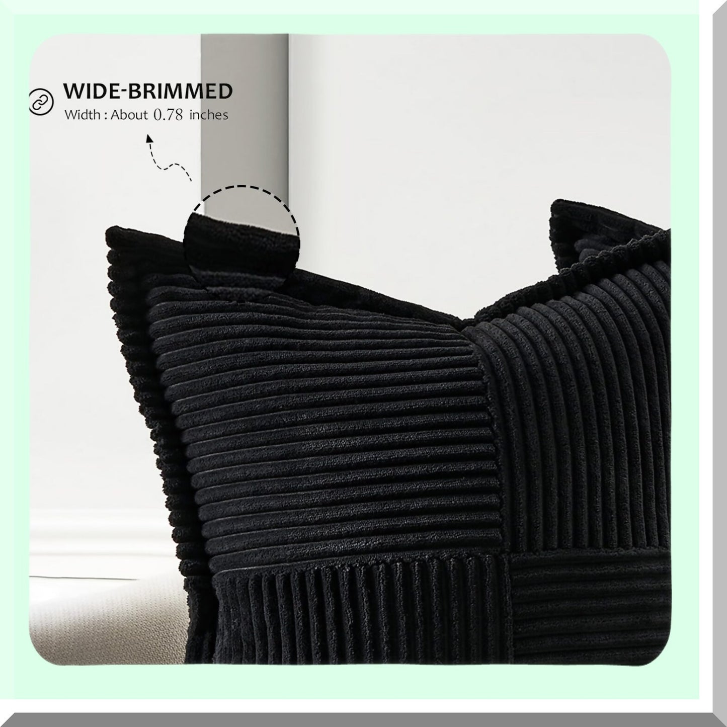 Boho Chic Corduroy Pillow Covers - Set of 2, Western Boucle Striped Cushion Cases for Living Room Decor - Fluffy Black Throw Pillows 18x18