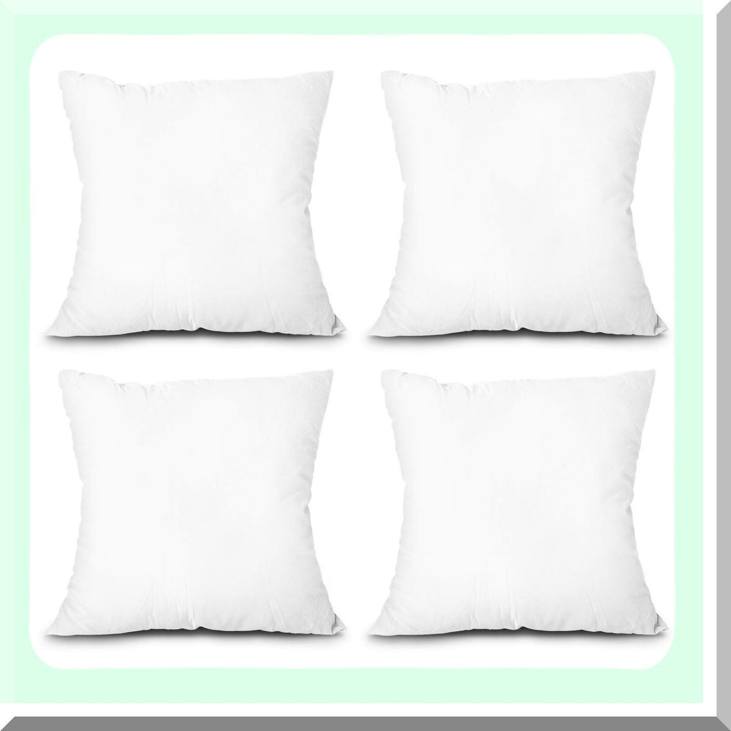 Luxury Plush Pillow Inserts - Set of 4 Hypoallergenic Down Alternative Cushions for Couch, Sofa, Bed - 18x18 Inch Square Sham Stuffers - Machine Washable & Fluffy White Pillows