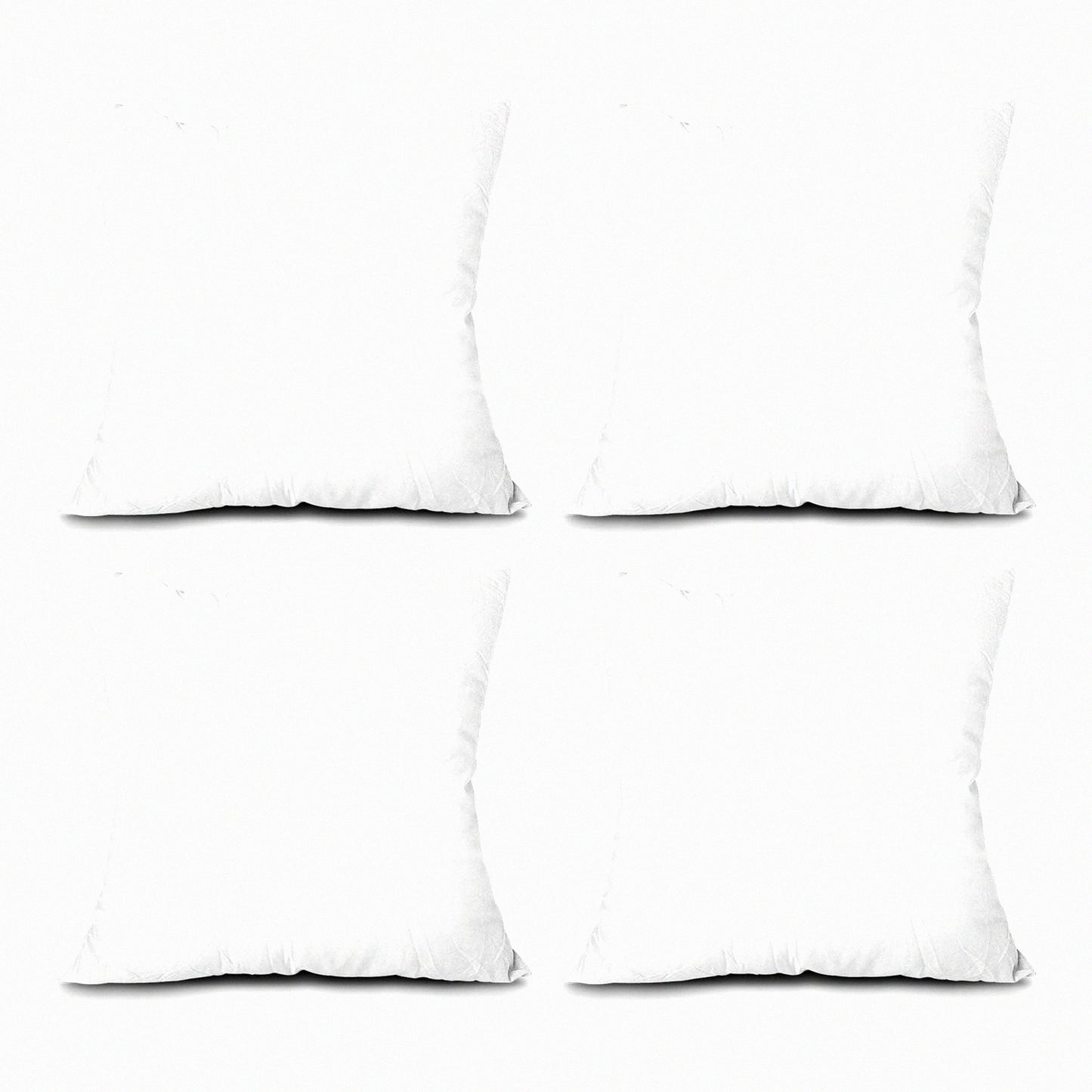 Luxury Plush Pillow Inserts - Set of 4 Hypoallergenic Down Alternative Cushions for Couch, Sofa, Bed - 18x18 Inch Square Sham Stuffers - Machine Washable & Fluffy White Pillows