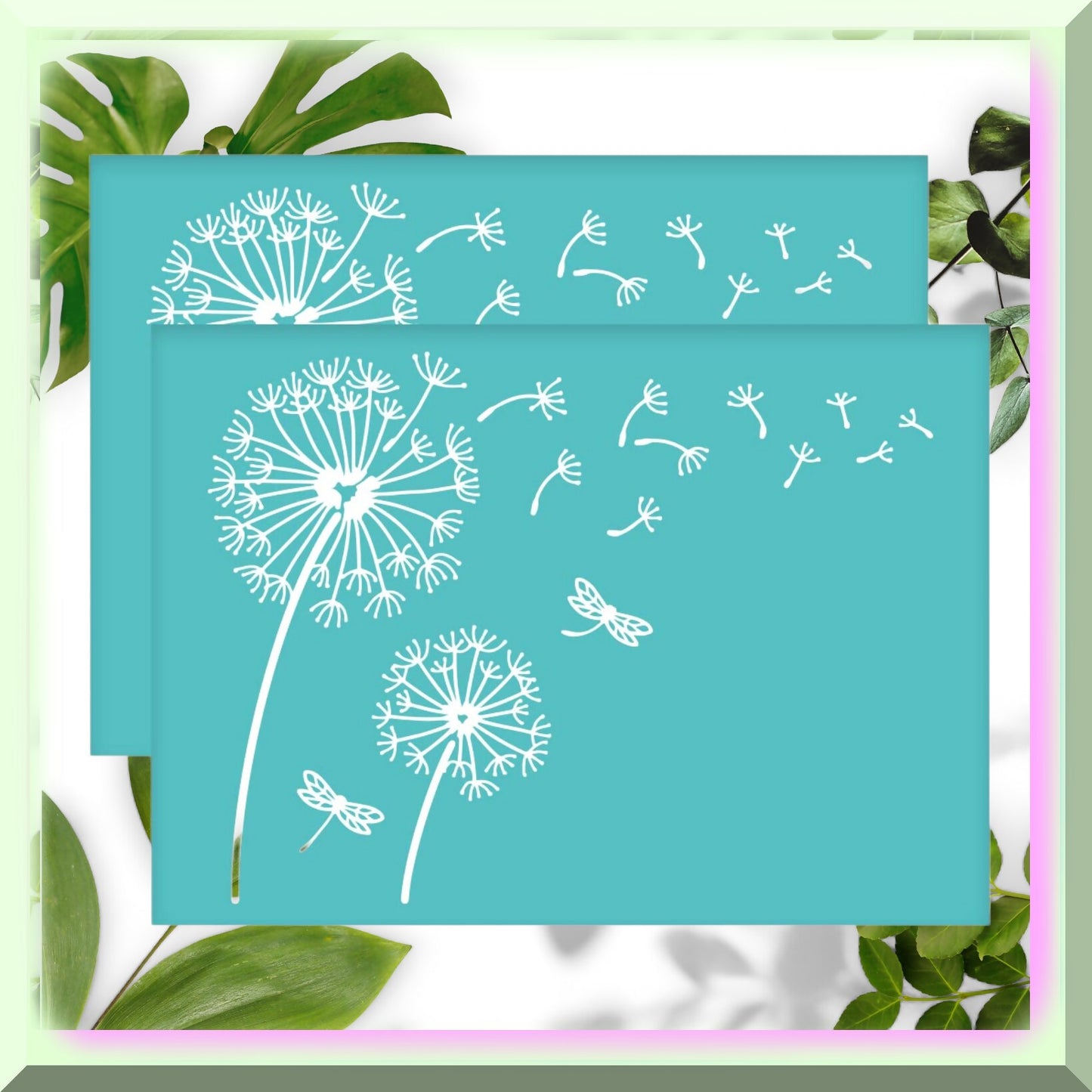 Self-Adhesive Silk Screen Kit 2Pcs Dandelion Dragonfly