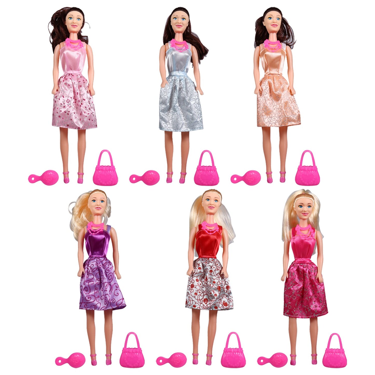 Caucasian Fashion Dolls with Accessories, 11.5 in. (Pack of 6)