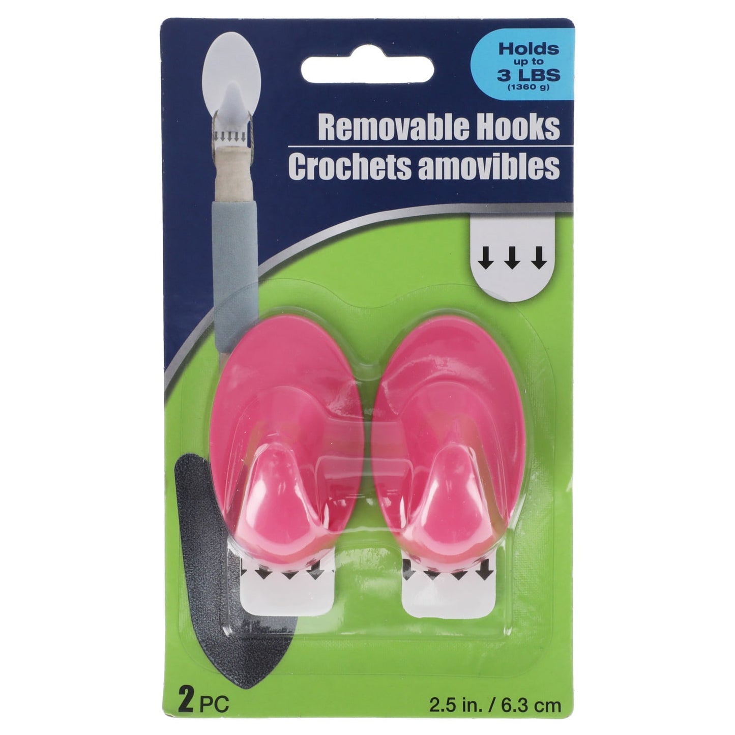 White Plastic Removable Wall Hooks, 3 lbs. (Pack of 24)