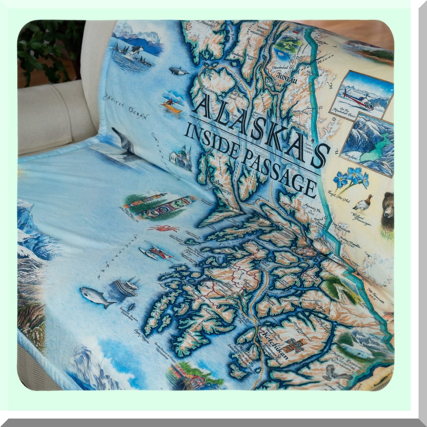 CozyCartography Fleece Blanket - Hand-Drawn Art, Soft & Warm Throw for Couch, Unique Gift, 58"x 50""