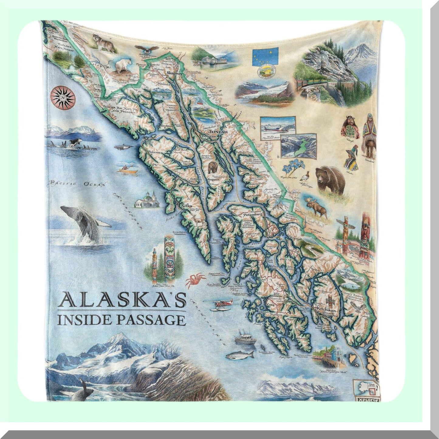 CozyCartography Fleece Blanket - Hand-Drawn Art, Soft & Warm Throw for Couch, Unique Gift, 58"x 50""