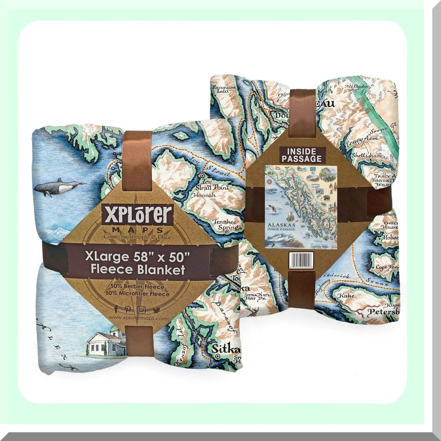 CozyCartography Fleece Blanket - Hand-Drawn Art, Soft & Warm Throw for Couch, Unique Gift, 58"x 50""