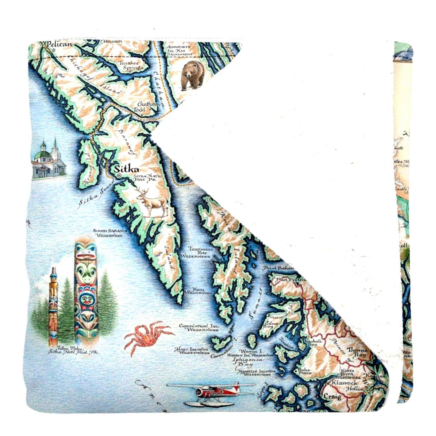 CozyCartography Fleece Blanket - Hand-Drawn Art, Soft & Warm Throw for Couch, Unique Gift, 58"x 50""