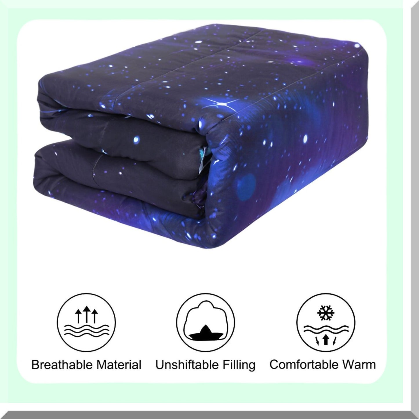 Galactic Dreams Purple Comforter Set - 3D Outer Space Bedding with Down Alternative Quilted Duvet - All Season Reversible Design - Includes Pillowcase