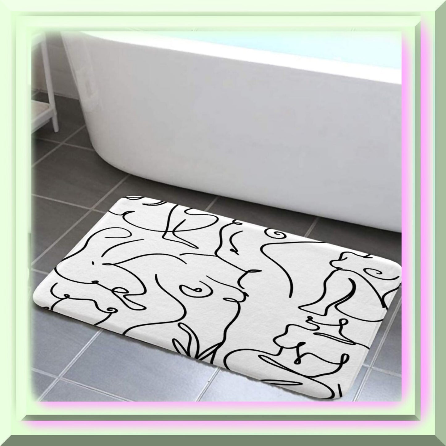 Abstract Nordic Style Bath Mat Set 17x29 Inches
