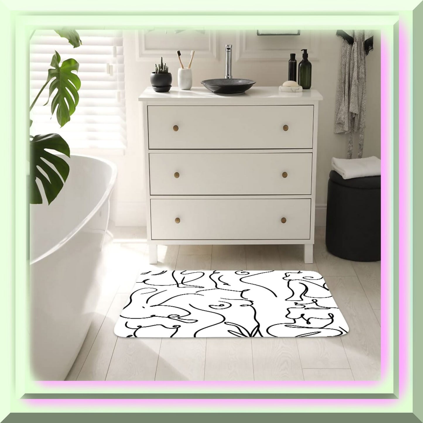 Abstract Nordic Style Bath Mat Set 17x29 Inches