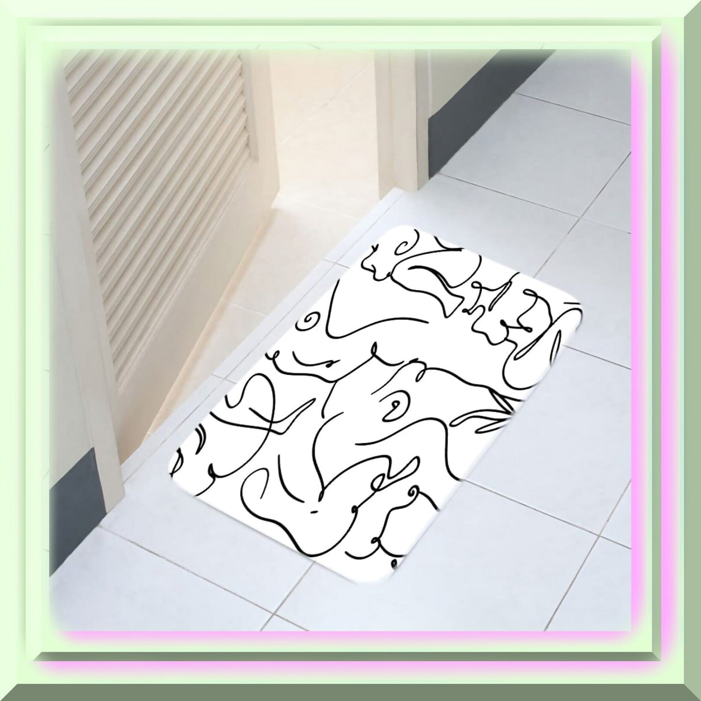 Abstract Nordic Style Bath Mat Set 17x29 Inches