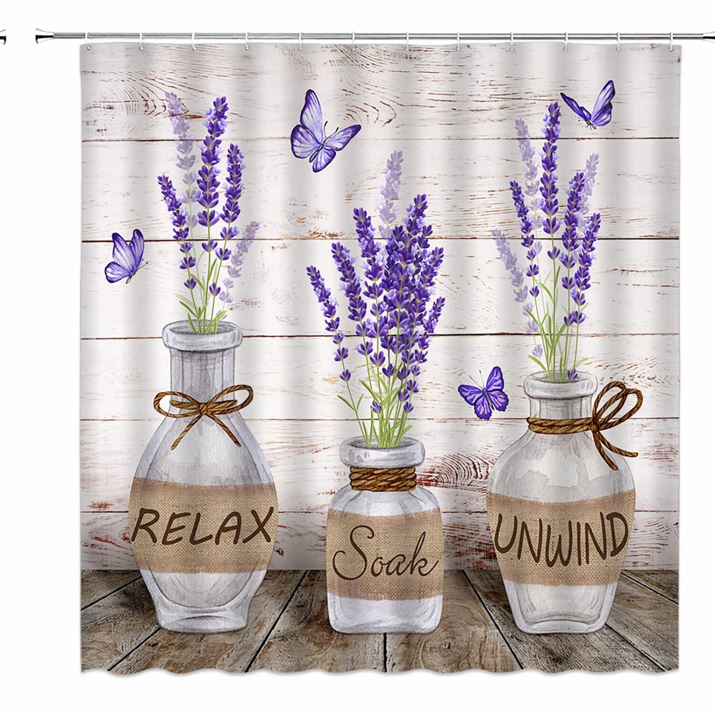 Farmhouse Purple Lavender Shower Curtain 70x70