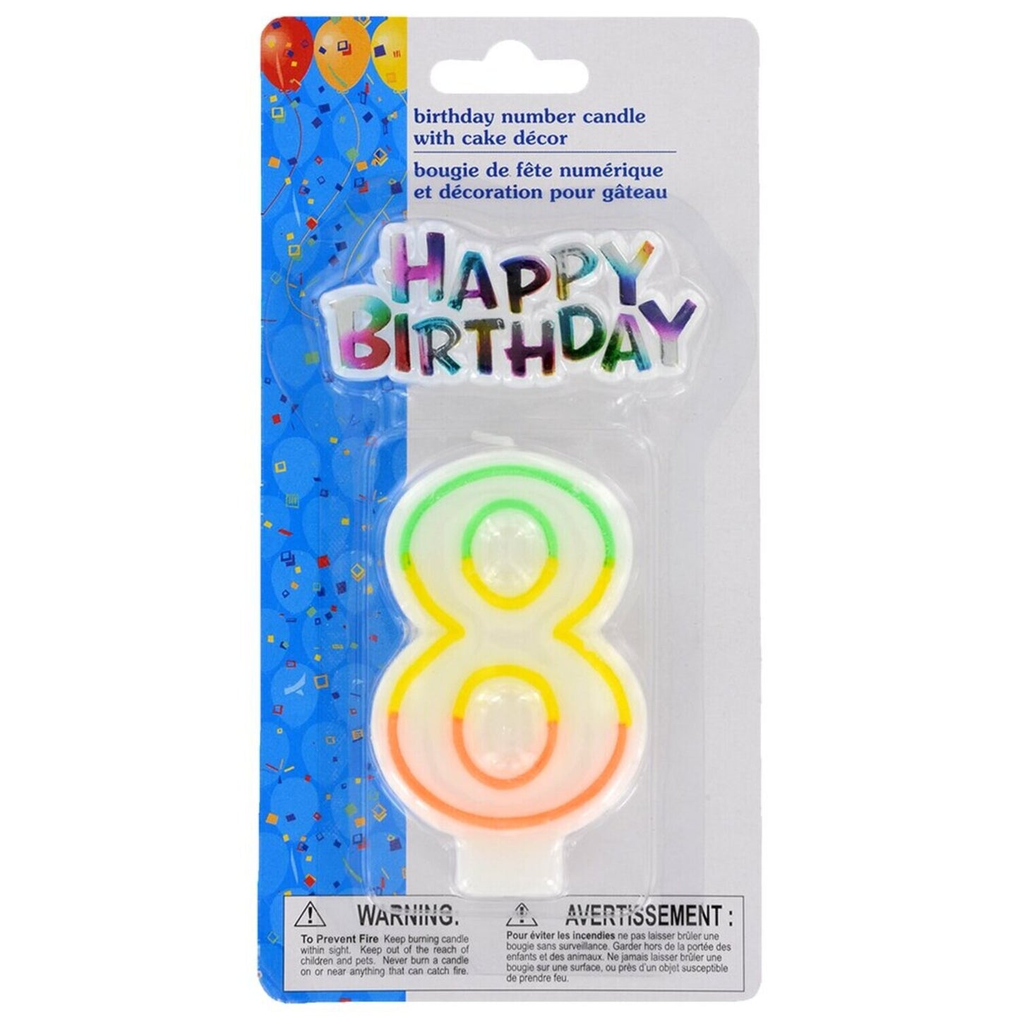 Number 8 Birthday Candles with Cake Decor, 2-pc. (Pack of 12)