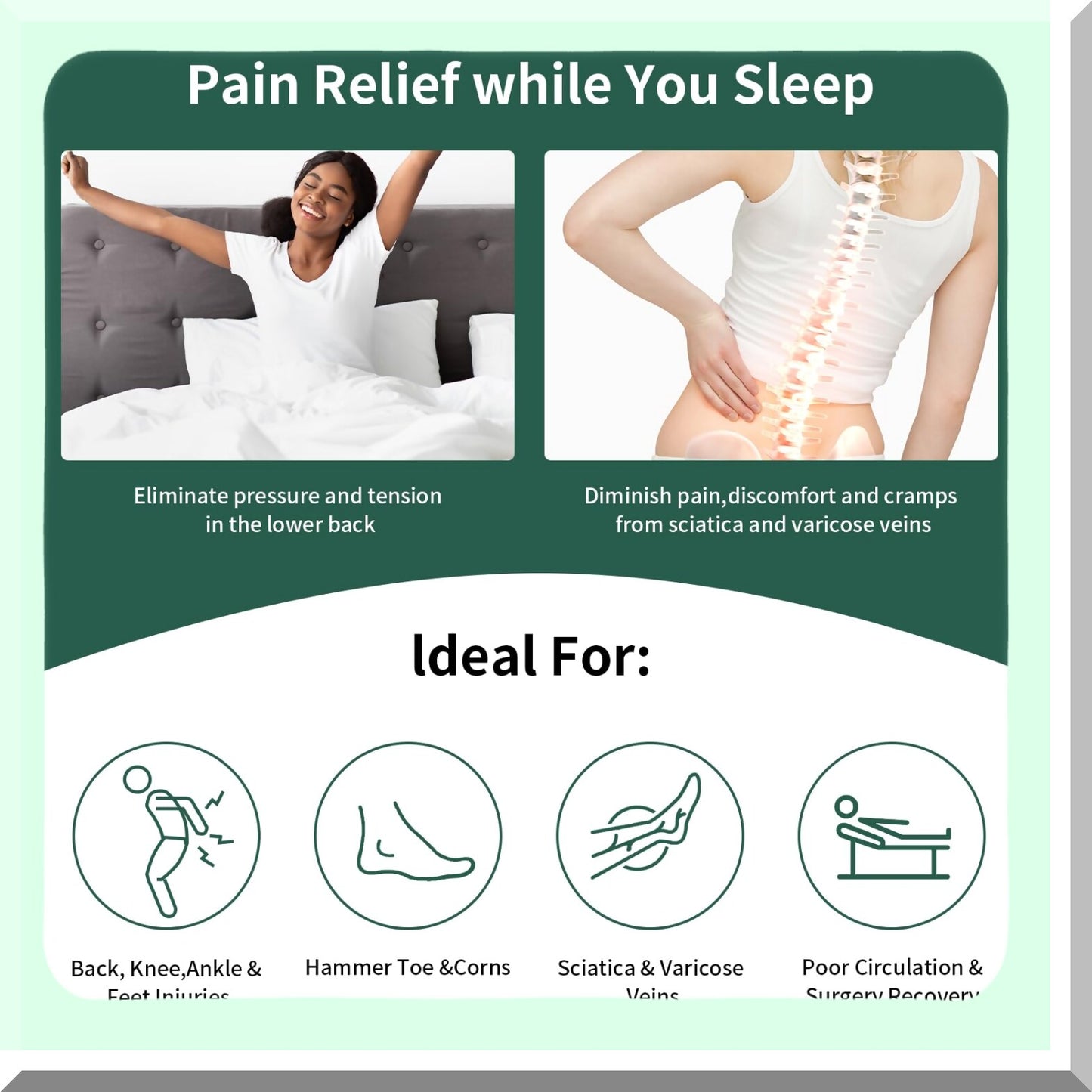 SleepEase Knee Support Pillow - Hip Pain Relief for Side Sleepers, Sciatica & Back Pain Relief - Between Leg Pillow for Pregnancy Support & Ankle Support - Down Alternative Sleeping Pillow