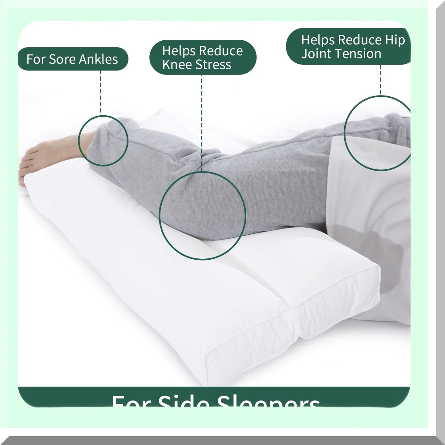 SleepEase Knee Support Pillow - Hip Pain Relief for Side Sleepers, Sciatica & Back Pain Relief - Between Leg Pillow for Pregnancy Support & Ankle Support - Down Alternative Sleeping Pillow