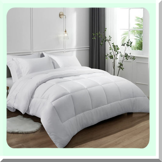 UltraSoft California Comforter Set - 7 Piece Bedding Bundle with Down Alternative Comforter, Pillow Shams, Sheets, and Pillowcase for Ultimate Comfort in White