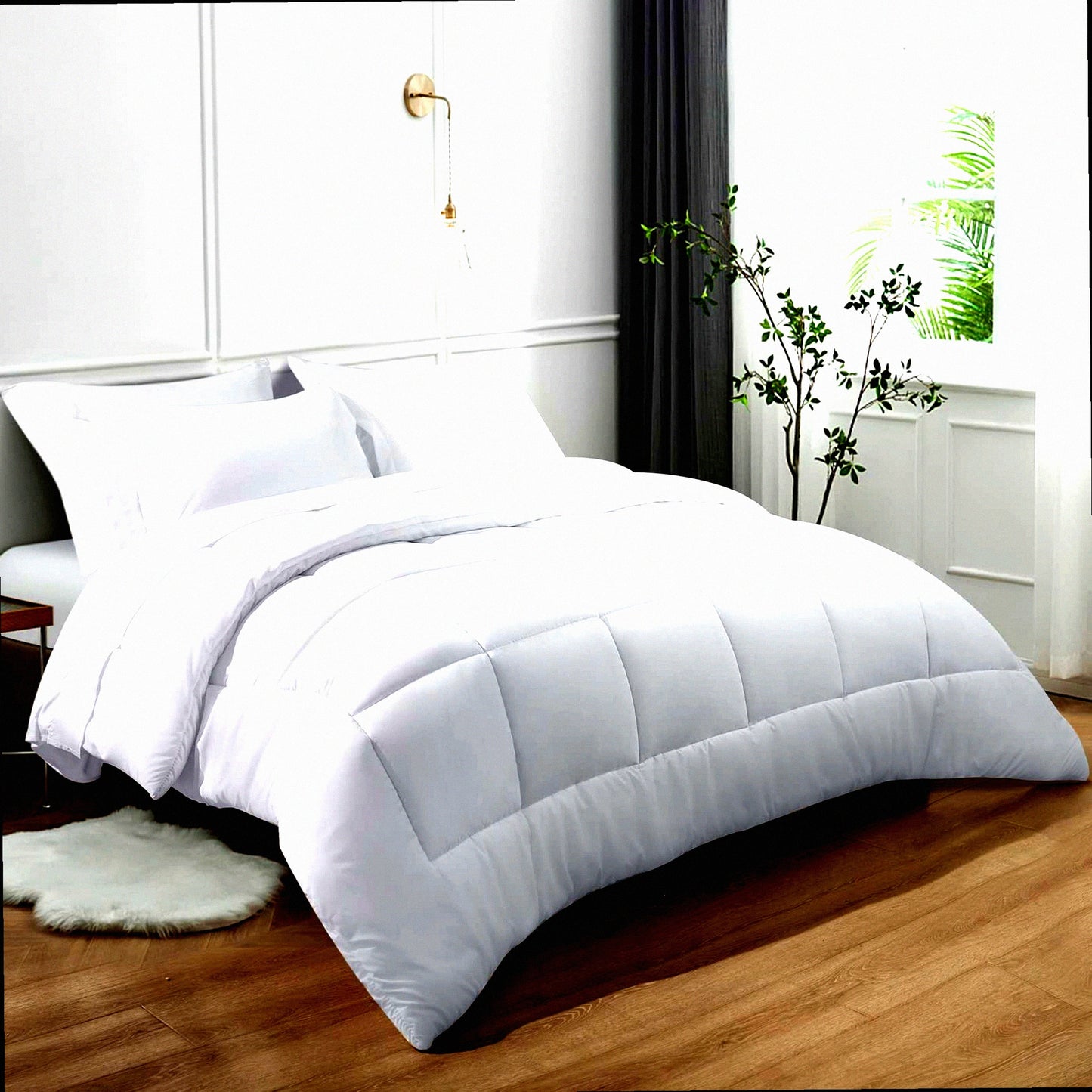 UltraSoft California Comforter Set - 7 Piece Bedding Bundle with Down Alternative Comforter, Pillow Shams, Sheets, and Pillowcase for Ultimate Comfort in White