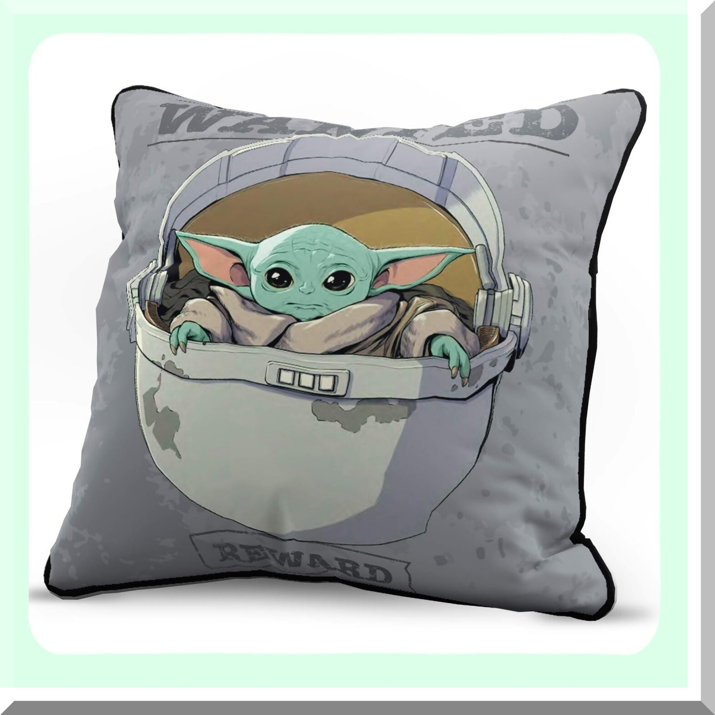Galactic Bounty Hunter Baby Yoda Pillow Cover - Soft Throw Pillow for Kids Room Decor, Mandalorian Theme Bedding with The Child Grogu Design