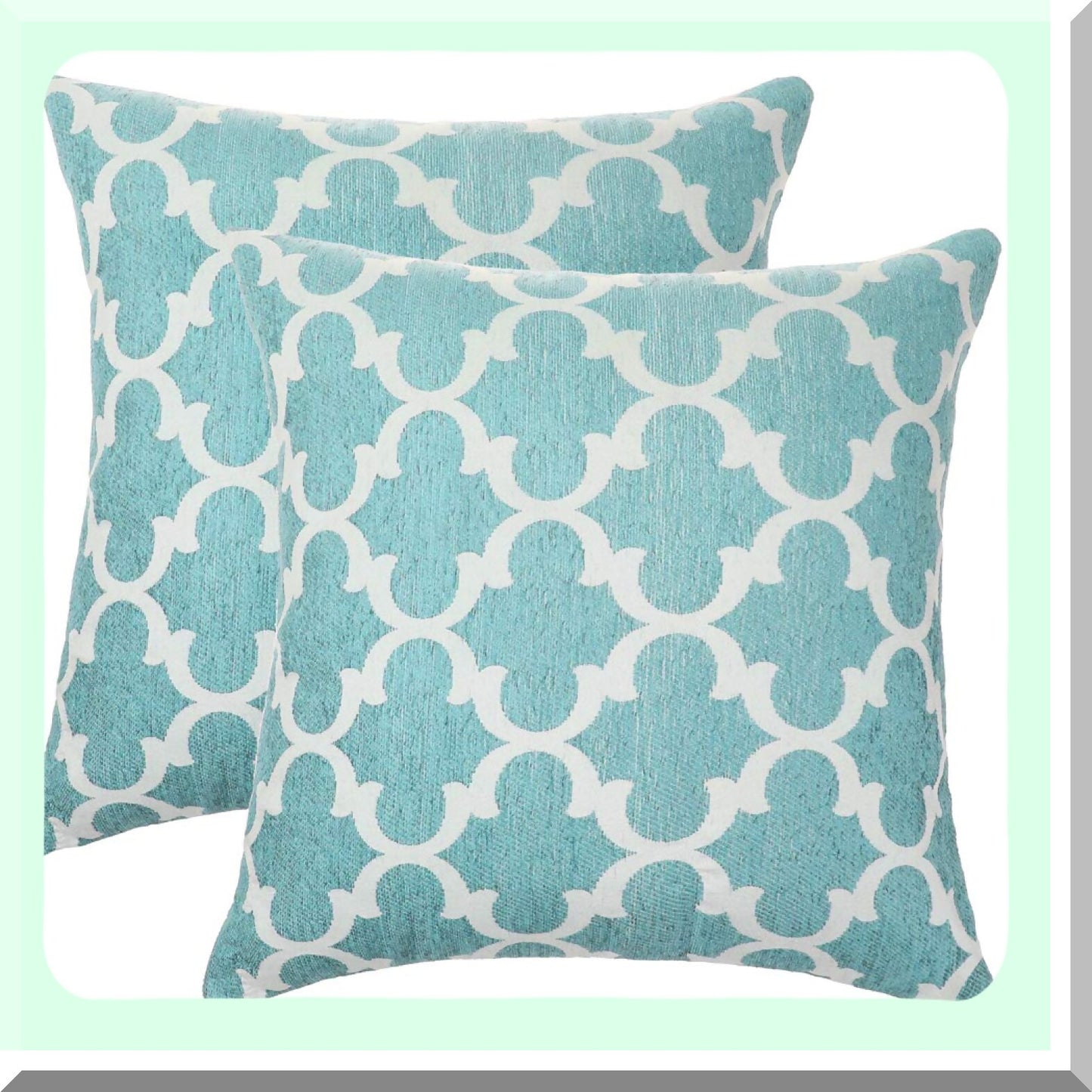 SoftTouch Cotton Square Pillowcase Set - 100% Microfiber Decorative Cushion Covers for Sofa & Bedroom - Blue Throw Pillow Covers 18x18 inches - Pack of 2