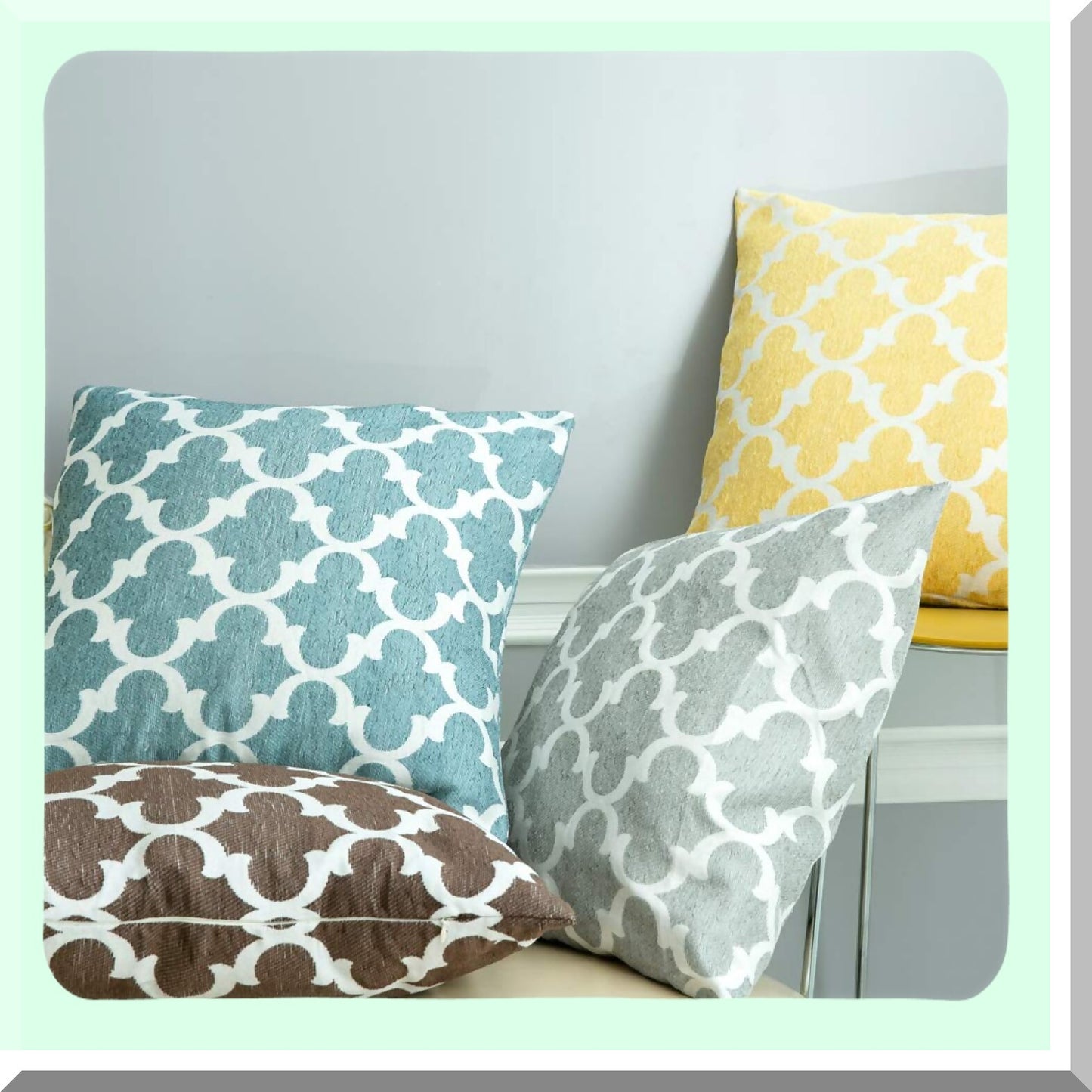 SoftTouch Cotton Square Pillowcase Set - 100% Microfiber Decorative Cushion Covers for Sofa & Bedroom - Blue Throw Pillow Covers 18x18 inches - Pack of 2