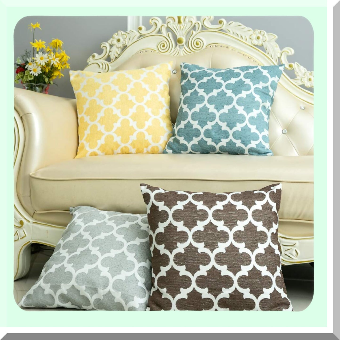 SoftTouch Cotton Square Pillowcase Set - 100% Microfiber Decorative Cushion Covers for Sofa & Bedroom - Blue Throw Pillow Covers 18x18 inches - Pack of 2