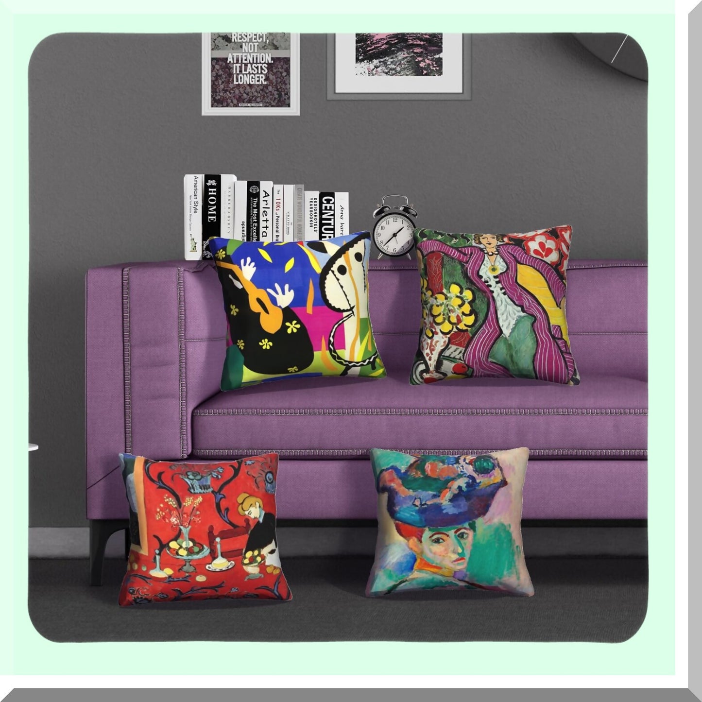 Fauvism Harmony Pillow Covers Set - Henri Matisse Painting Cases - Red Sorrow Decorative Cushion Sofa Couch - Artistic 18x18 Inch Collection