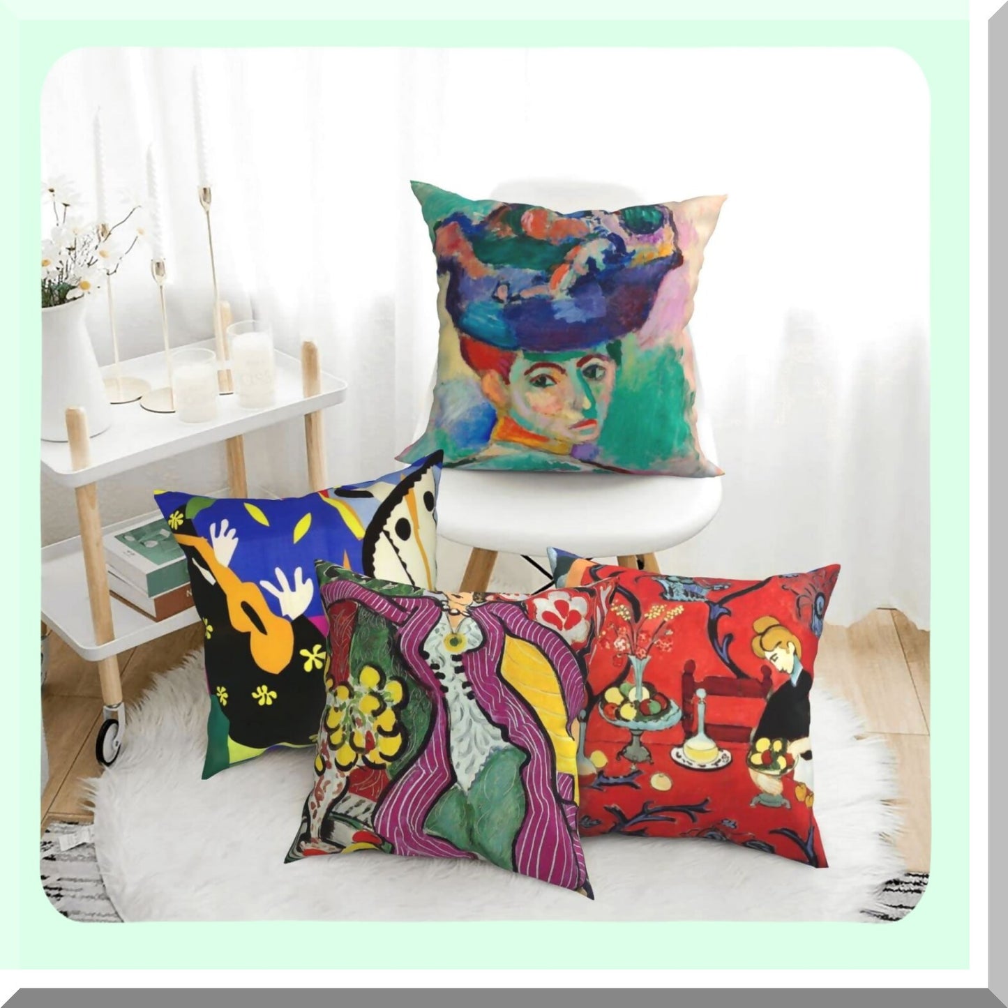 Fauvism Harmony Pillow Covers Set - Henri Matisse Painting Cases - Red Sorrow Decorative Cushion Sofa Couch - Artistic 18x18 Inch Collection