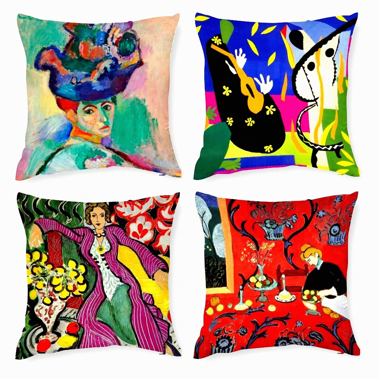 Fauvism Harmony Pillow Covers Set - Henri Matisse Painting Cases - Red Sorrow Decorative Cushion Sofa Couch - Artistic 18x18 Inch Collection