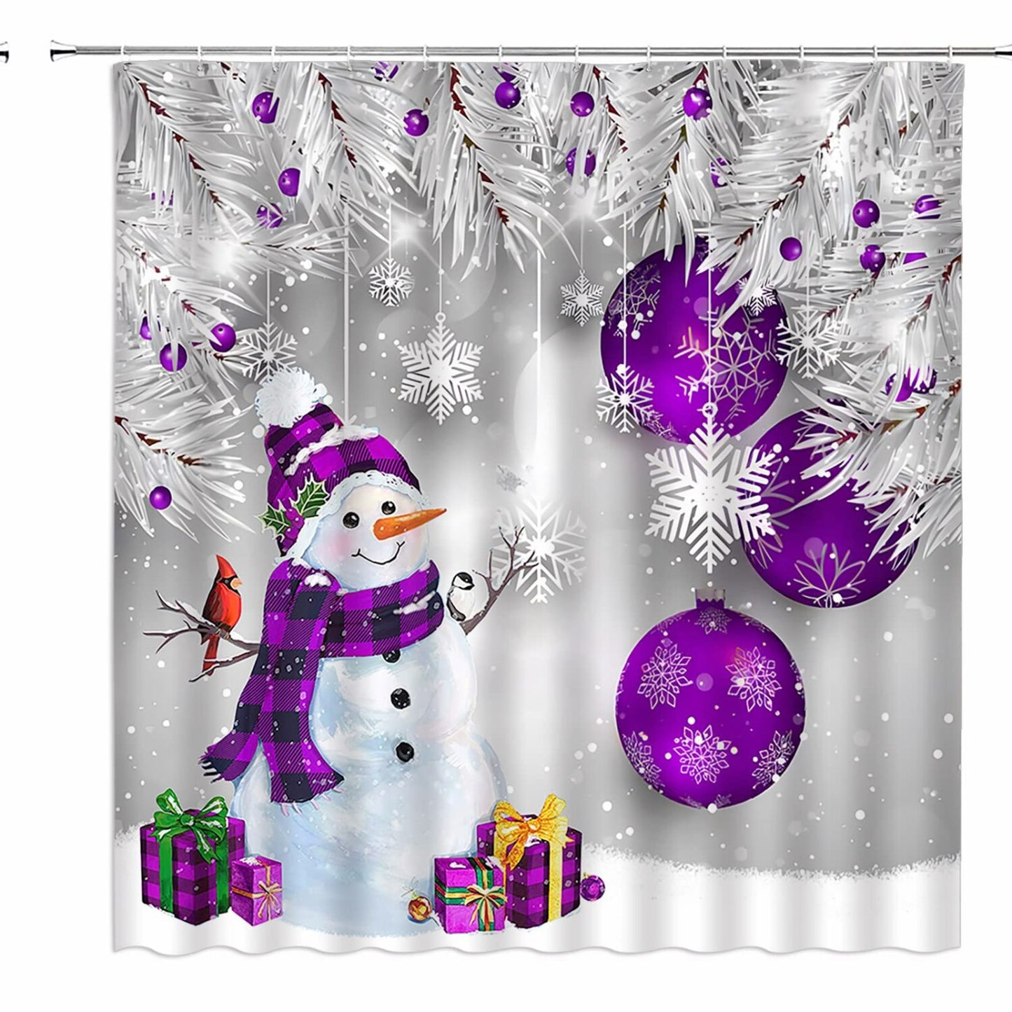 Snowman Shower Curtain 67x70 Inches Polyester Fabric