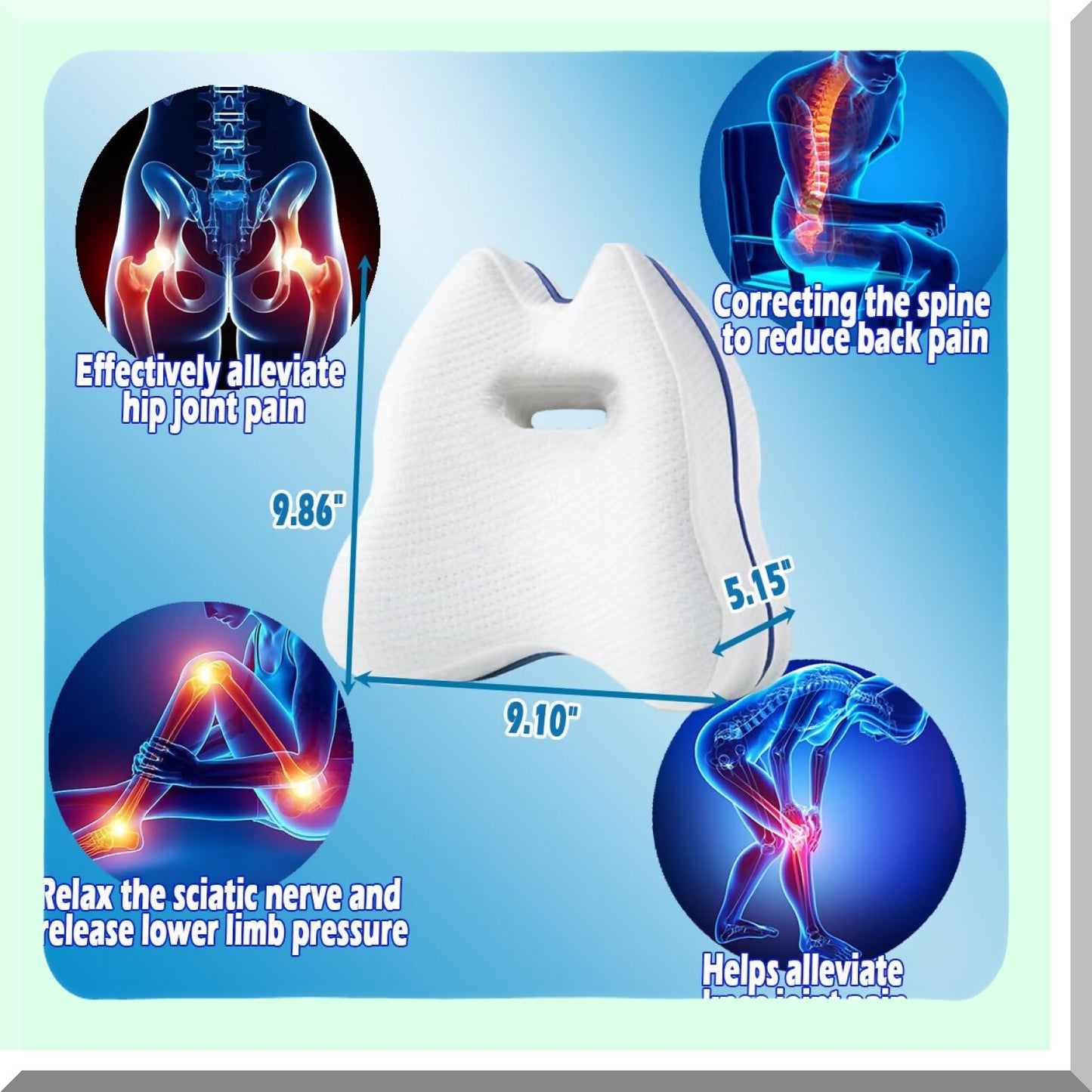 OrthoFoam Side Sleeper Knee Pillow - Memory Foam Leg Support Cushion for Back Pain Relief & Pregnancy Comfort. Sleep Better with Leg Positioner Pillow.