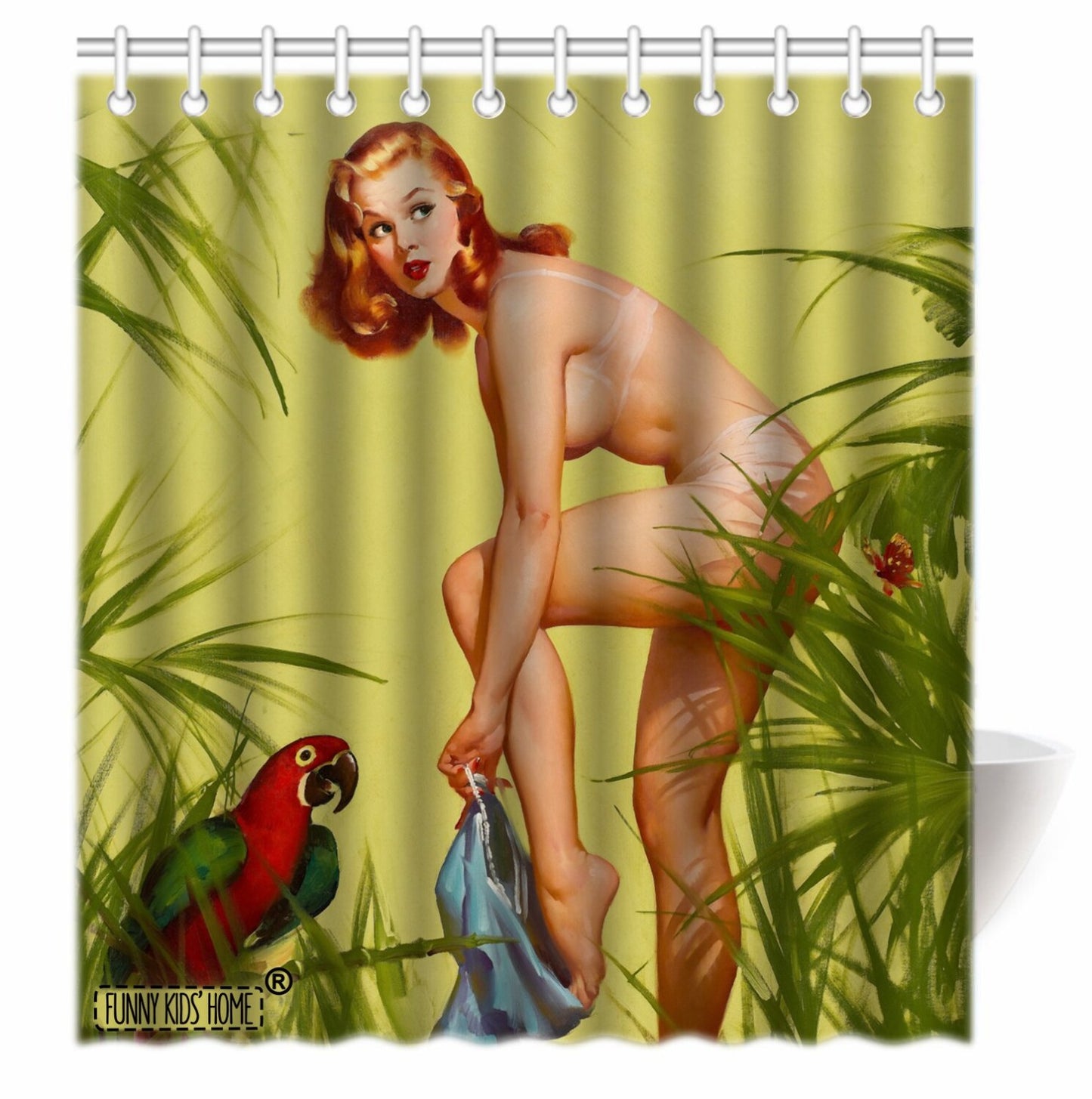 Vintage Pin Up Girl Shower Curtain 66x72 Waterproof Polyester