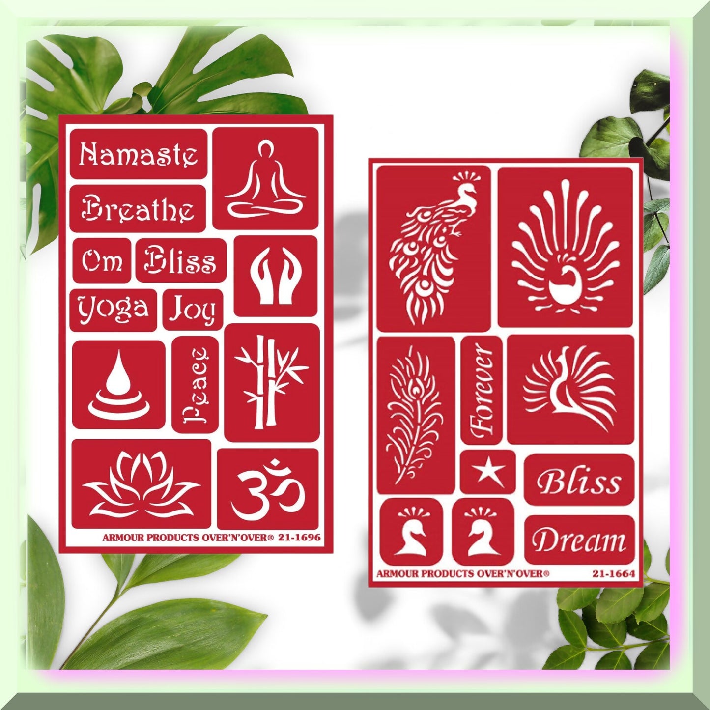Yoga Glass Etching Kit with Namaste, Lotus, Peacock Designs