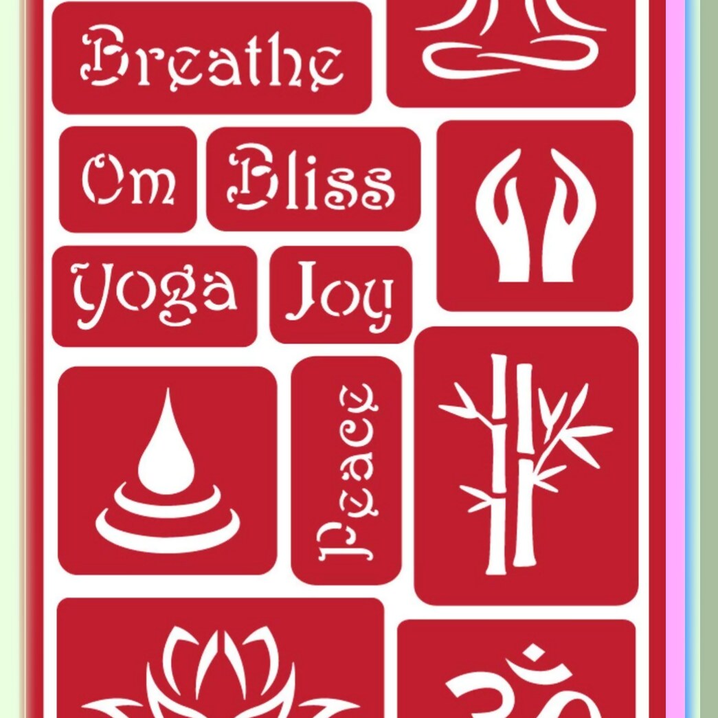Yoga Glass Etching Kit with Namaste, Lotus, Peacock Designs
