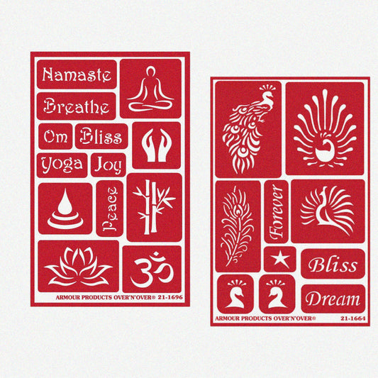 Yoga Glass Etching Kit with Namaste, Lotus, Peacock Designs