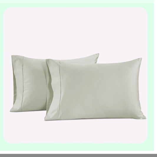 CoolCotton Queen Pillowcase Set - Silky Soft Breathable Covers with Stylish Hem Details - 100% Long Staple Cotton - Cooling Mineral Pillow Cases - 20" X 30" - Set of 2