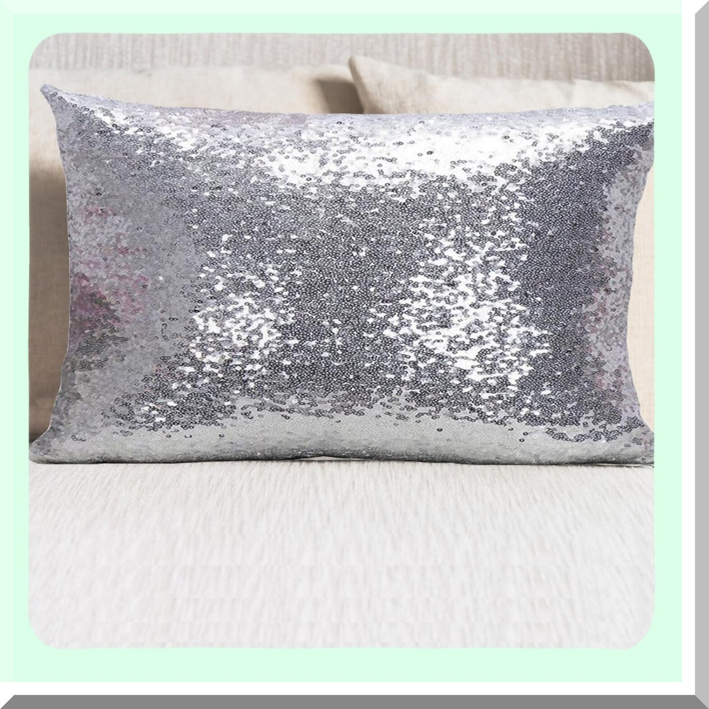 Glitter Sequin Pattern Pillowslip - Zipper Cushion Cover for Bed Sofa Chair - 12X20 Throw Pillow Case Sham - Back Seat Decor Pillowcase