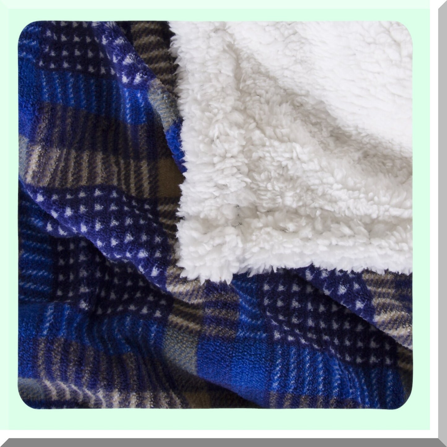 CozyPlaid Sherpa Fleece Blanket - Blue & Yellow Warmth