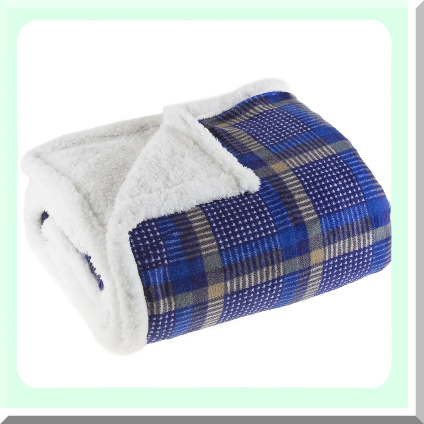 CozyPlaid Sherpa Fleece Blanket - Blue & Yellow Warmth