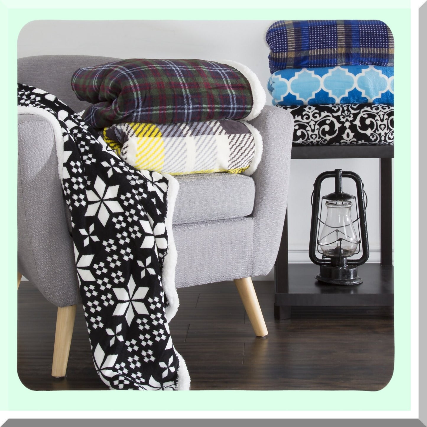 CozyPlaid Sherpa Fleece Blanket - Blue & Yellow Warmth