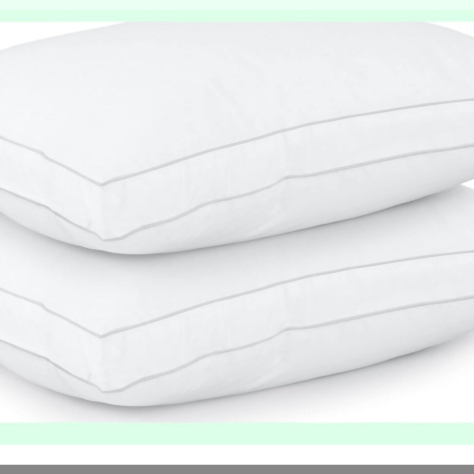 CoolDream Standard Size White Pillow Set - 2 Pack, Hotel Quality Cooling Pillows for Back, Stomach, Side Sleepers. Gusseted Design for Ultimate Comfort.